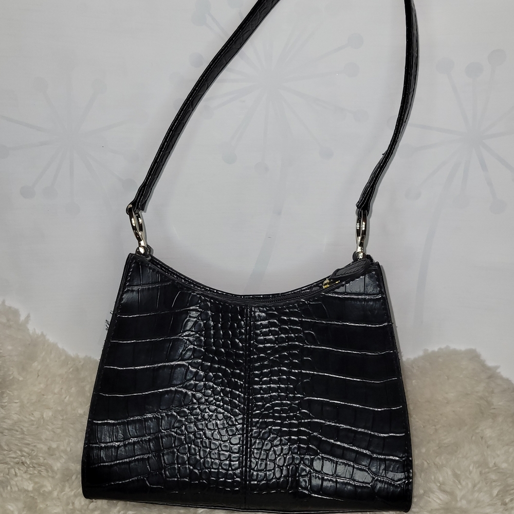 Liz Claiborne Black Croc-Embossed Satchel